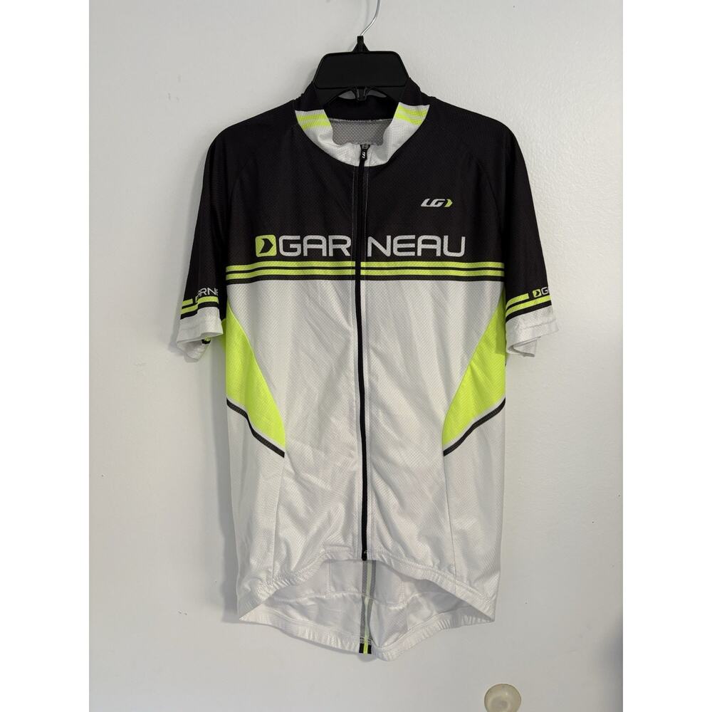 Louis Garneau Equipe Cycling Jersey Men’s Small White Black Yellow Bike Shirt